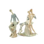 TWO RARE LLADRO FIGURINES, Man Playing Accordian 8505, 35cms (h) and Idyl 1017, 36cms (h), (2)