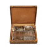 LATE 19TH C. FRENCH SILVER CASED FLATWARE, Adolphe Boulenger, being a set of twelve double-struck