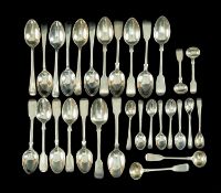 ASSORTED SETS SILVER SPOONS, including George V set 6 Old English teaspoons with monograms, set 5