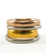 FOUR GOLD WEDDING BANDS, comprising 22ct yellow gold band 2.5g, 9ct rose gold band 2.5g, 18ct