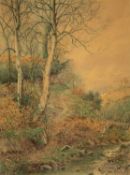 ALBERT KINSLEY RI RBA (1852-1945) watercolour - Late Autumn in a Perthshire Valley, signed lower