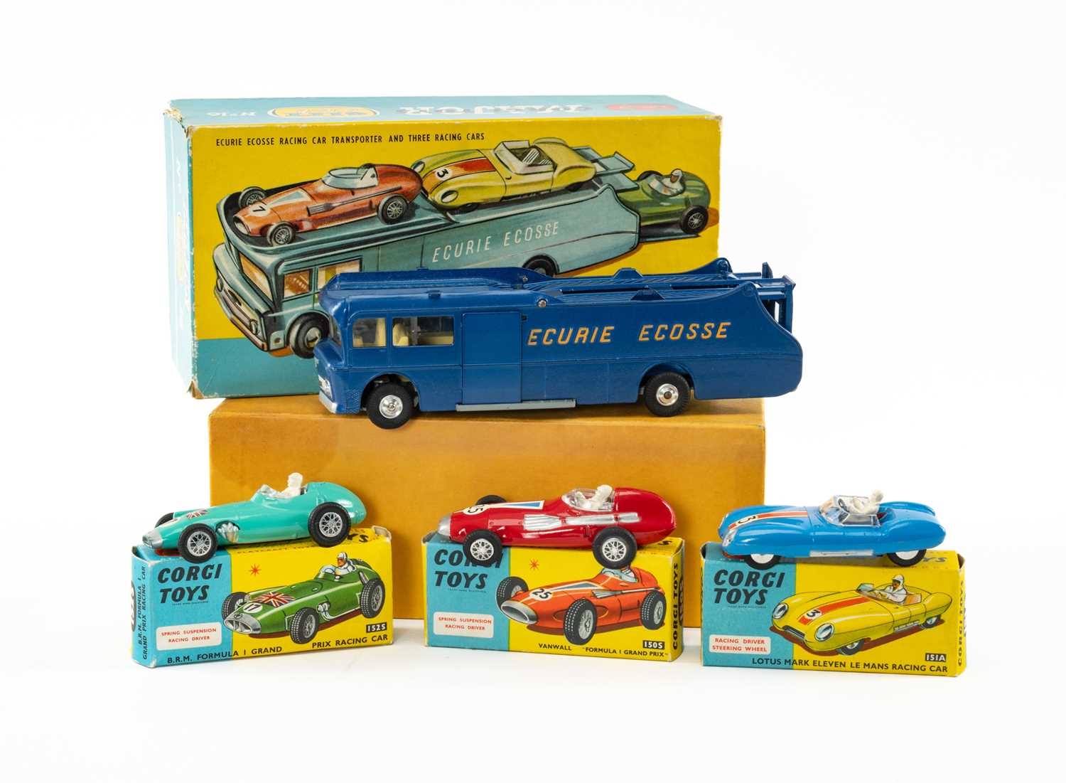 BOXED CORGI MAJOR GIFT SET NO. 16, Ecurie Ecosse Racing Car Transporter and Three Racing Cars,