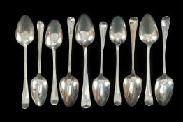 ASSORTED GEORGIAN SILVER 'OLD ENGLISH' PATTERN TABLESPOONS, various dates, three with monogram-