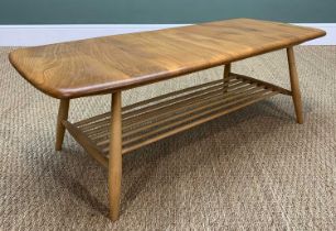 MID-CENTURY ERCOL 459 OCCAISIONAL COFFEE TABLE, blue label, solid elm and beech, natural colour,
