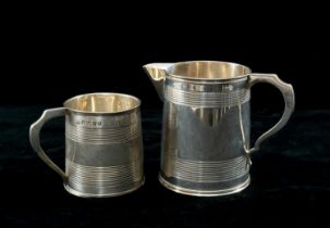 TWO 19TH C. SILVER VESSELS, comprising Walter & John Barnard, London 1877, tapering cylinder milk