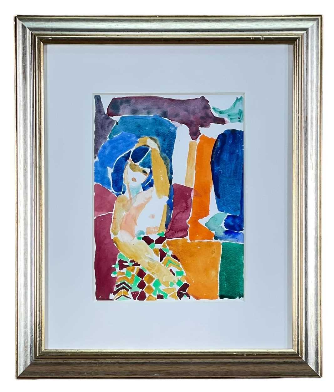 ‡ EWART JOHNS (1923-2013) watercolour - seated woman with arm above head, signed, dated '91, 28 x - Image 2 of 2