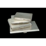 FOUR SILVER CIGARETTE CASES, various dates, and makers, all machined turned decoration, tot wt