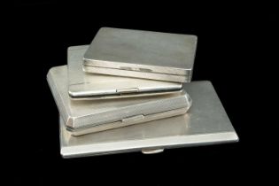 FOUR SILVER CIGARETTE CASES, various dates, and makers, all machined turned decoration, tot wt