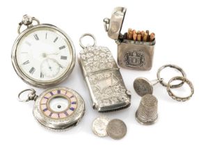 GROUP OF SILVER comprising combined sovereign and vesta case, silver vesta case 'Presented By