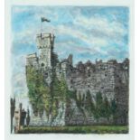 ‡ BRENDAN HANSBRO (b.1967) mixed media - entitled verso, 'Cardiff Castle Wall' on Martin Tinney