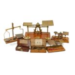 COLLECTION OF ANTIQUE BRASS SCALES including, postal/letter scales, one with associated weights,