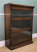 EARLY 20TH C. STAINED OAK THREE TIER WERNICKE STYLE BOOKCASE, three tall shelves with glazed up-