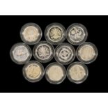 ASSORTED ELIZABETH II SILVER PROOF ONE-POUND, including 1989, 1993, 1995, 1996, 1997, 1998, 2007, 2X