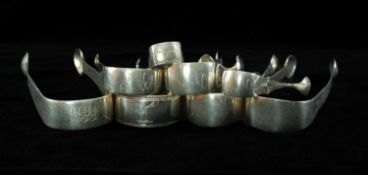 EIGHT LATE 18TH/19TH C. SILVER SUGAR NIPS/TONGS, various makers & dates, including four plain