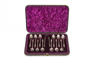 CASED SET VICTORIAN SILVER APOSTLE TOP COFFEE SPOONS, Edward Hutton, London 1891, with twisted