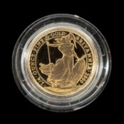 ELIZABETH II BRITANNIA GOLD PROOF TWENTY-FIVE POUNDS, 2000, 1/4oz fine gold, encapsulated, 7.8g