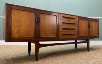 LARGE MID-CENTURY E. GOMME G-PLAN FRESCO TEAK SIDEBOARD, four central drawers, upper with cutlery