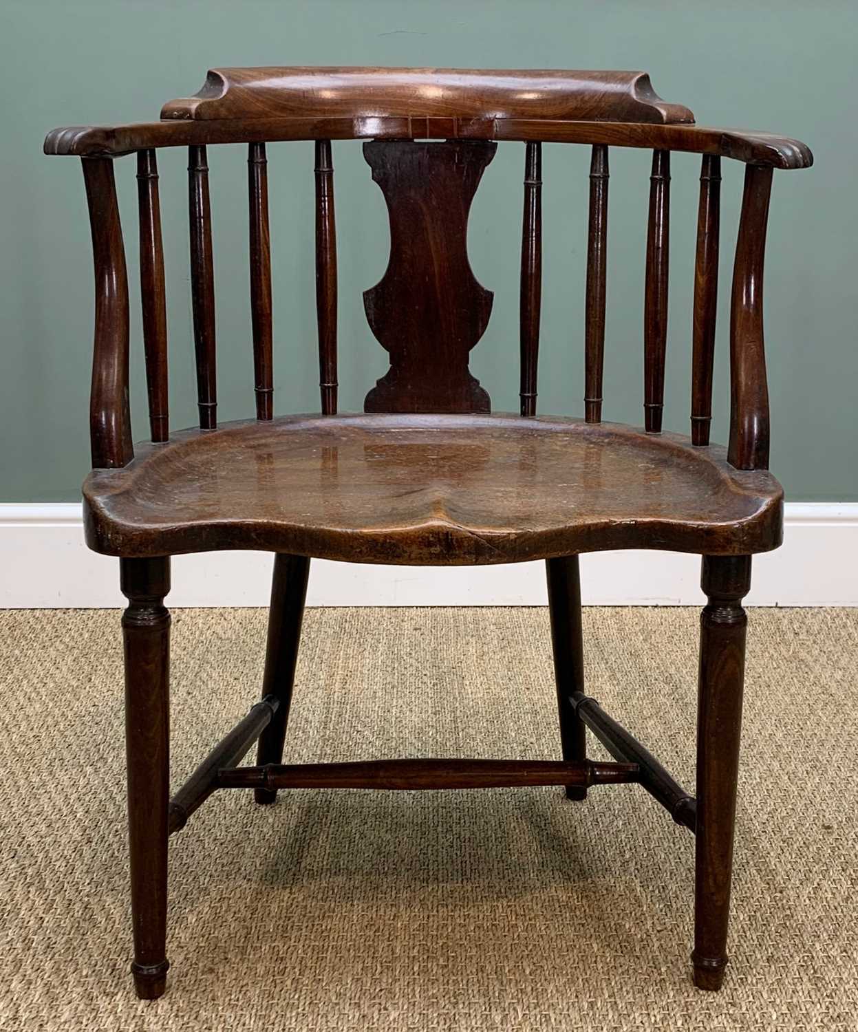 COLLECTION OF ANTIQUE CHAIRS including, mahogany horseshoe chair, oak ladderback, Jacobean style oak - Image 3 of 8