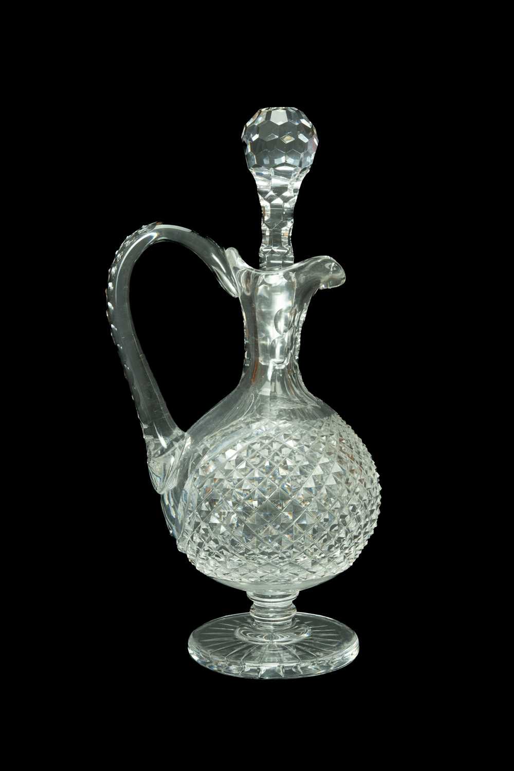 WATERFORD 'PRESTIGE MASTER CUTTER' CRYSTAL CLARET DECANTER & STOPPER, globe and shaft form on star