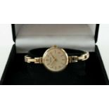 9CT GOLD ROTARY LADIES'S WRISTWATCH, 9ct gold expanding bracelet, 12gms in box Provenance: