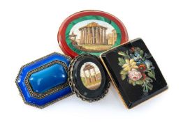 ASSORTED BAR BROOCH comprising two Grand Tour examples depicting Classical ruins, floral bar