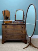 ASSORTED BEDROOM FURNITURE including, 19th c. mahogany chest of drawers on bracket feet, shield-