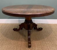 EARLY VICTORIAN MAHOGANY BREAKFAST TABLE, circular tilt-top, tapering octagonal column on three