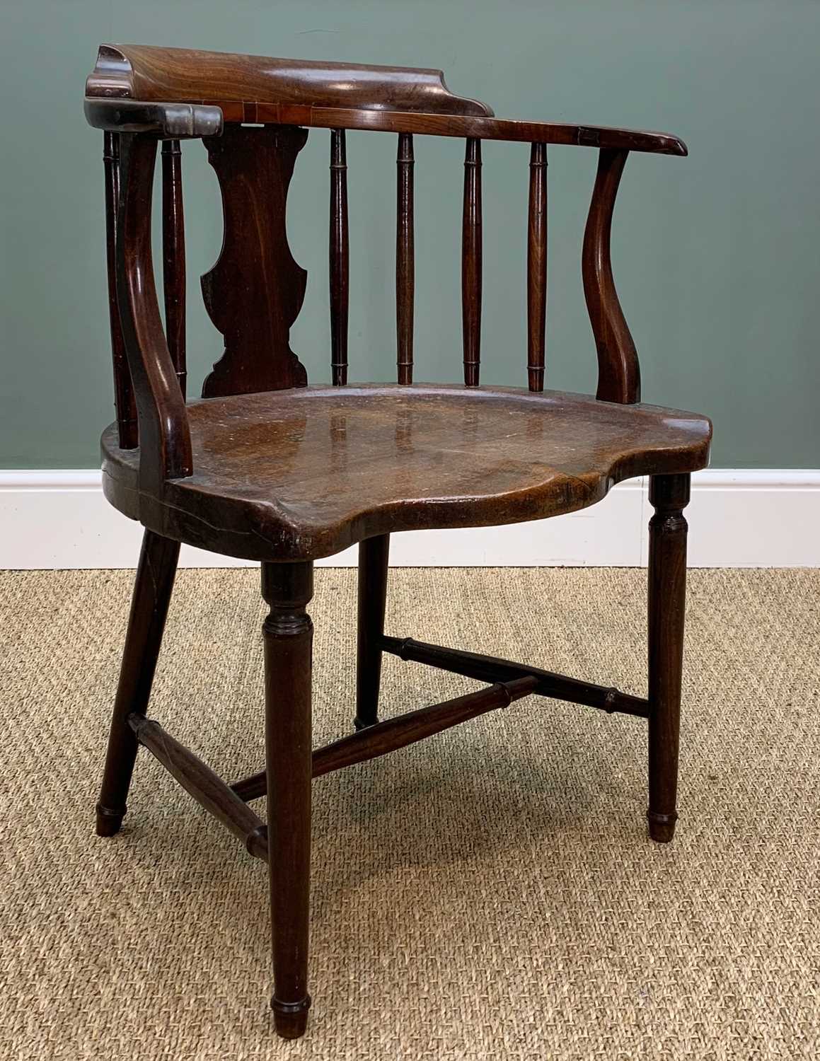 COLLECTION OF ANTIQUE CHAIRS including, mahogany horseshoe chair, oak ladderback, Jacobean style oak - Image 2 of 8