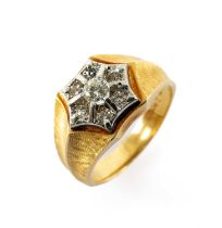 18CT GOLD DIAMOND RING, set with seven round brilliant cut diamonds, ring size R, 6.8gms Provenance: