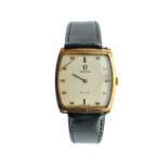 OMEGA DE VILLE 9CT GOLD WRISTWATCH, hour baton markers, leather strap Provenance: private collection