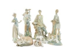 SEVEN LLADRO FIGURINES including, New Shepherd 4577, 27cms (h), Boy with Lambs 4509, 29cms (h),