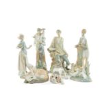 SEVEN LLADRO FIGURINES including, New Shepherd 4577, 27cms (h), Boy with Lambs 4509, 29cms (h),