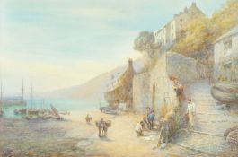 JOHN WHITE RI RBA (1851-1933) watercolour - Quay Steps, Clovelly, signed lower left and lower