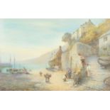 JOHN WHITE RI RBA (1851-1933) watercolour - Quay Steps, Clovelly, signed lower left and lower