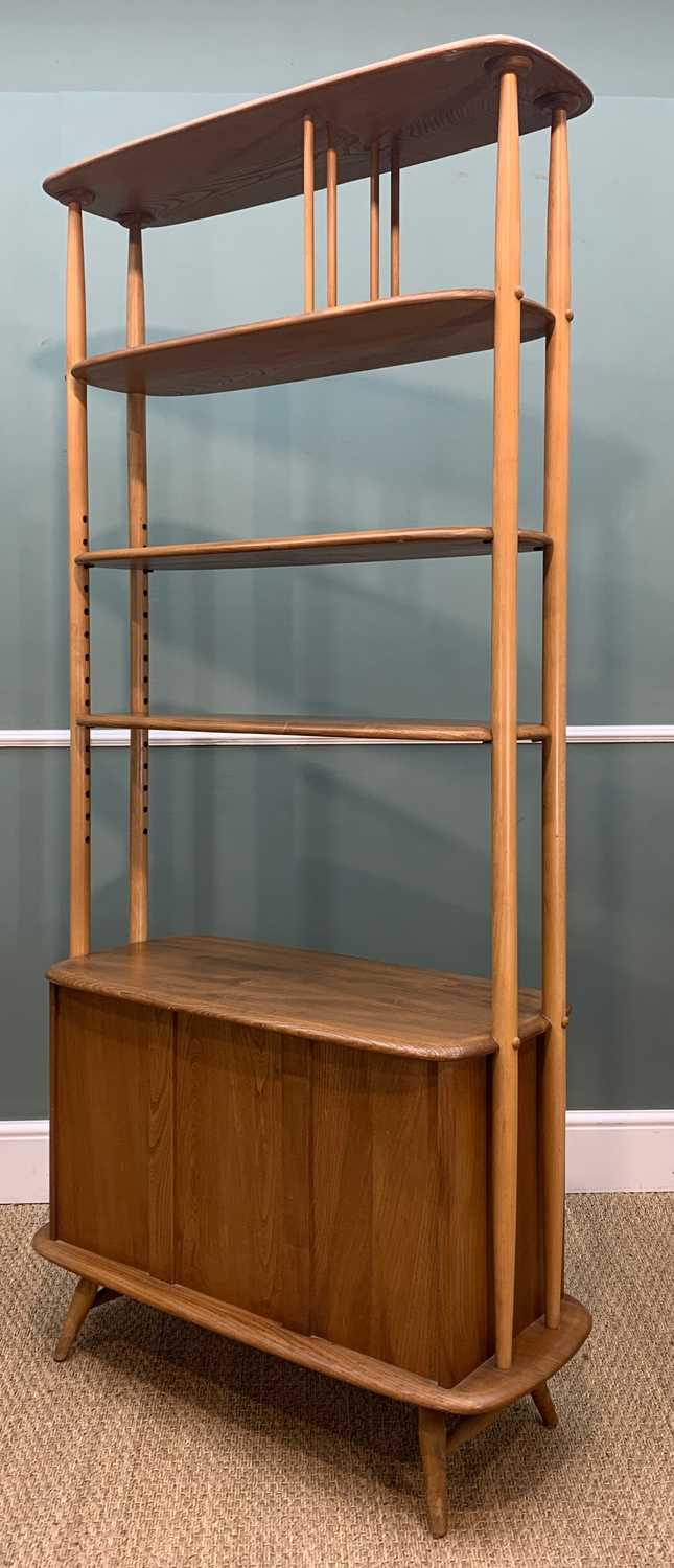 MID-CENTURY ERCOL 363 'GIRAFFE' BOOKCASE/ROOM DIVIDER, blue label, solid elm and beech, top shelf - Image 3 of 5