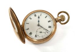 ZENITH GOLD PLATED HALF-HUNTER POCKET WATCH, three-quarter plate signed lever movement no.