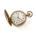 ZENITH GOLD PLATED HALF-HUNTER POCKET WATCH, three-quarter plate signed lever movement no.