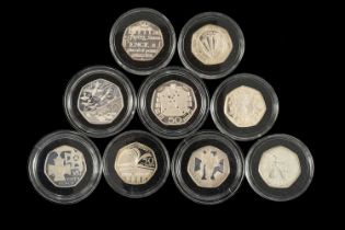 ASSORTED SILVER PROOF FIFTY PENCE, including 7x commemorative issues (1998, 2x 2006, 2000, 1993,