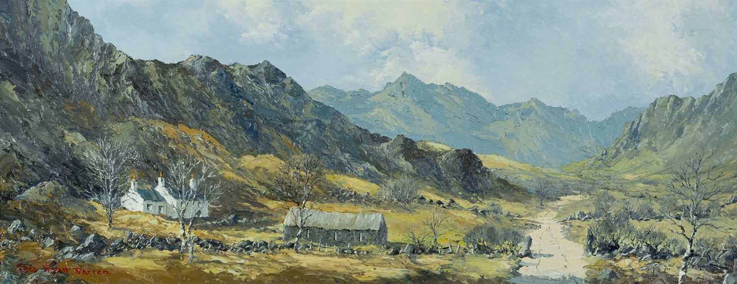 ‡ CHARLES WYATT WARREN (Welsh 1908-1993) oil on board - entitled verso, 'Snowdon from Cwm