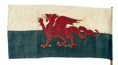 EARLY WELSH FLAG (Y DDRAIG GOCH), circa 1960s, printed cotton with stitched edge and 'British