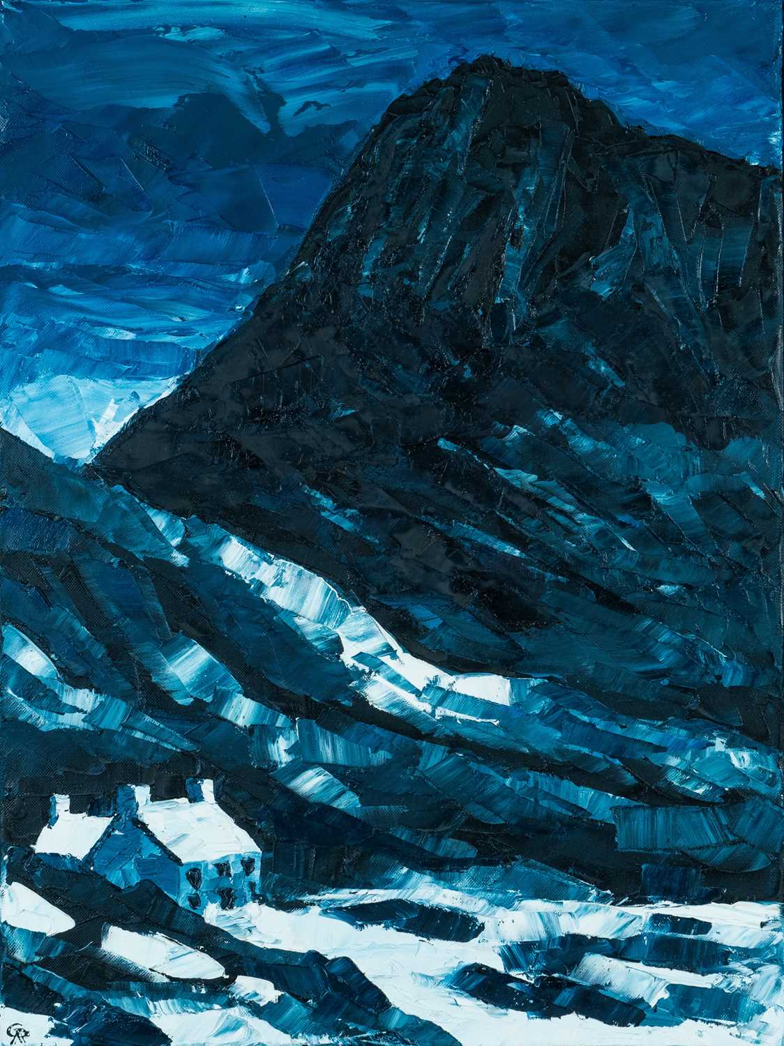 ‡ GWYN ROBERTS (Welsh b. 1953) oil on canvas - entitled verso, 'Cottage Below Tryfan, Snowdonia in