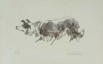 ‡ KYFFIN WILLIAMS RA artist's proof lithograph - Mott the sheepdog, signed in pencil, 30 x 40cms