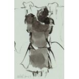 ‡ MIKE JONES (Welsh 1941-2022) inkwash on paper - entitled verso, 'Monday', signed, 20 x 13cms