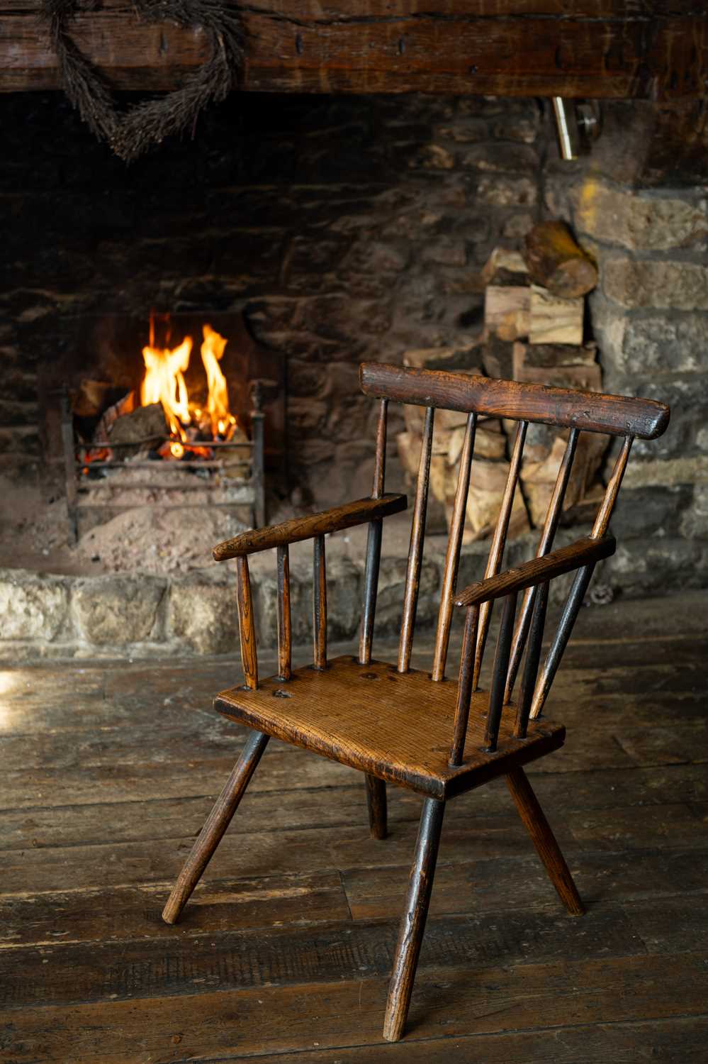 WELSH ASH & OAK ARMCHAIR, late 18th Century, probably Montgomeryshire, six-spindle back united by