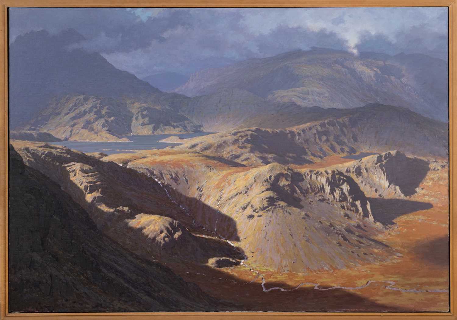 ‡ DAVID WOODFORD (b.1938) large, fine exhibition quality oil on canvas - Llyn Llydaw, Eryri ( - Image 2 of 2