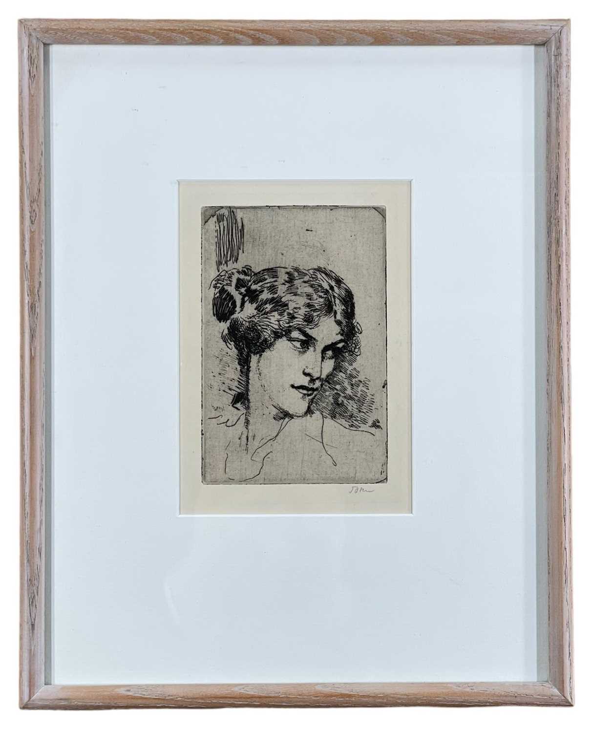 ‡ AUGUSTUS JOHN RA (Welsh, 1878 - 1961) etching - head portrait of a young woman, signed in - Image 2 of 2