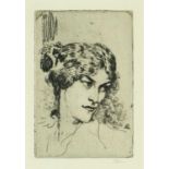 ‡ AUGUSTUS JOHN RA (Welsh, 1878 - 1961) etching - head portrait of a young woman, signed in