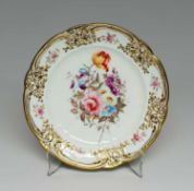 NANTGARW PORCELAIN PLATE circa 1818-1820, having a centred full flower spray including open pink