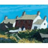 ‡ WYNNE JENKINS (Welsh, 1937 - 2019) oil on canvas - entitled verso, 'Tai Glan Mor, Abereiddy'