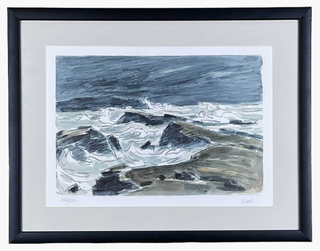 ‡ SIR KYFFIN WILLIAMS RA limited edition (206/350) lithograph - 'Sea at Trearddur', signed with - Image 2 of 2
